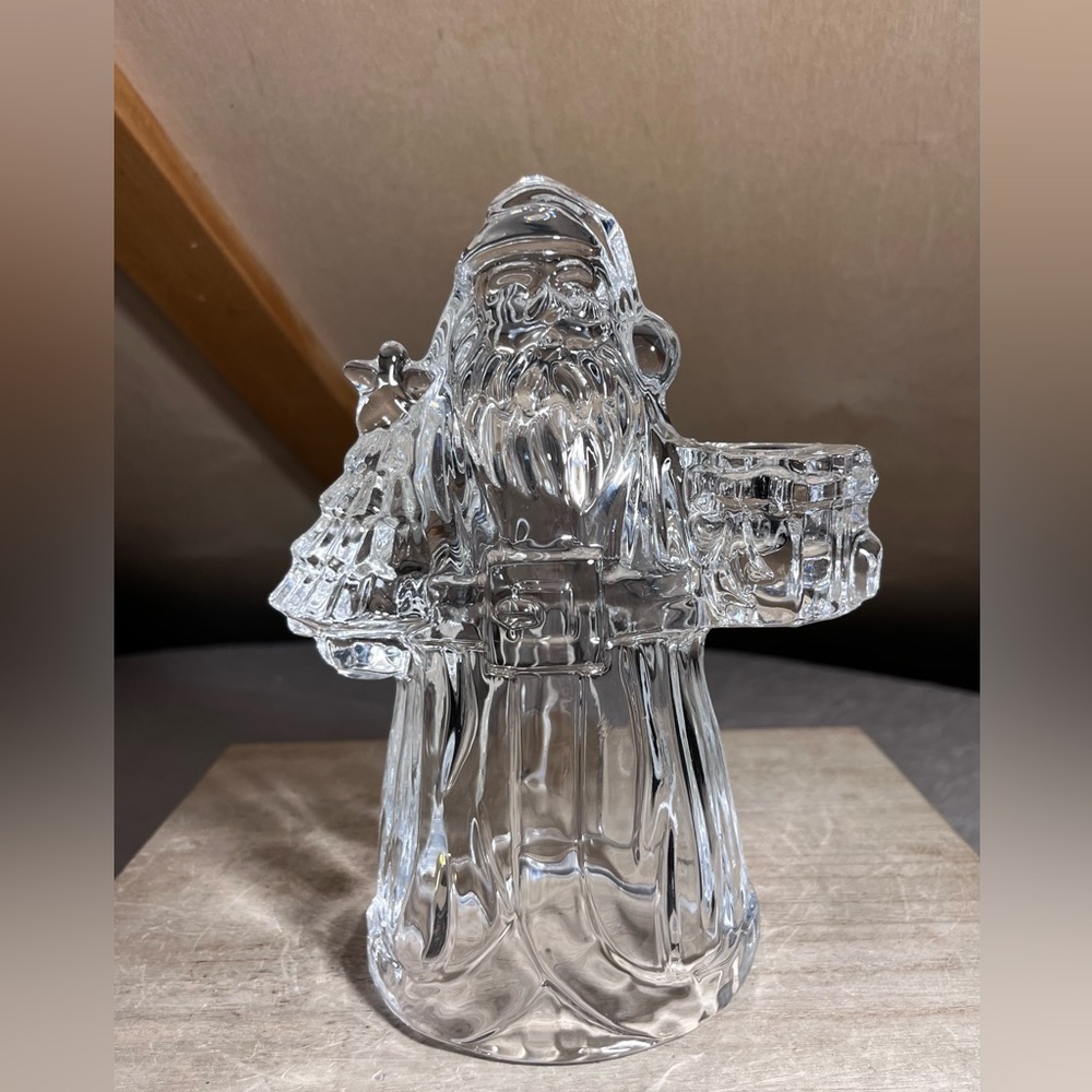 Vintage St. George Crystal Santa Clause Candlestick Holder